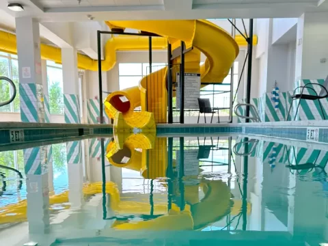 pool with waterslide